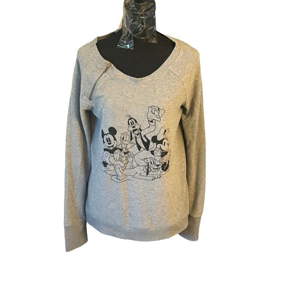 Disney Womens Size L Mickey & Minnie, Goofy, Pluto, Donald w/zipper Long Sleeves - Picture 1 of 7